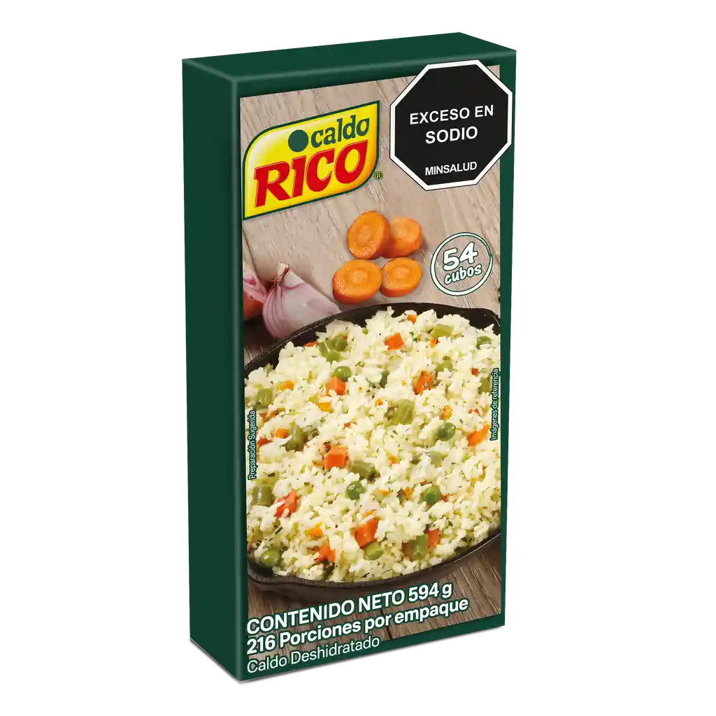 Caldo RICO deshidratado con verduras 54 cubos x 594g