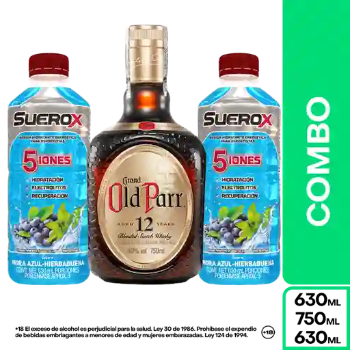 Combo Old Parr 12 Años 750 mL + Suerox Mora Azul