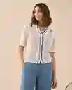 Blusa Tejido Crudo Vainilla Claro Talla S 661G214 Esprit
