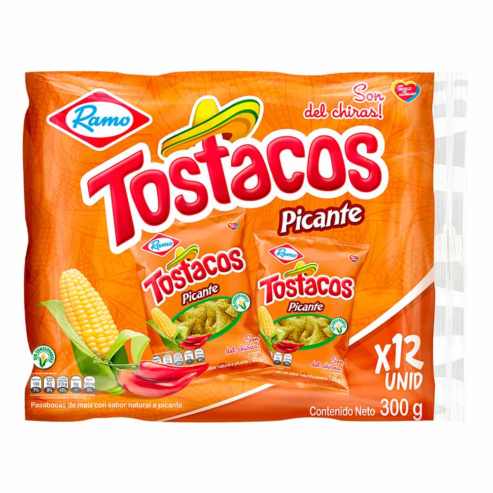 Tostacos Sabor Picante 300 g x 12Und