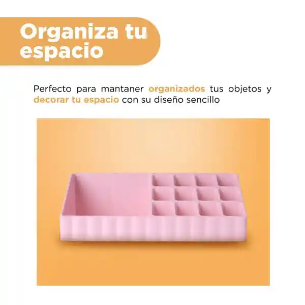 Organizador Plástico de Maquillaje Compartimentos Rosa Miniso