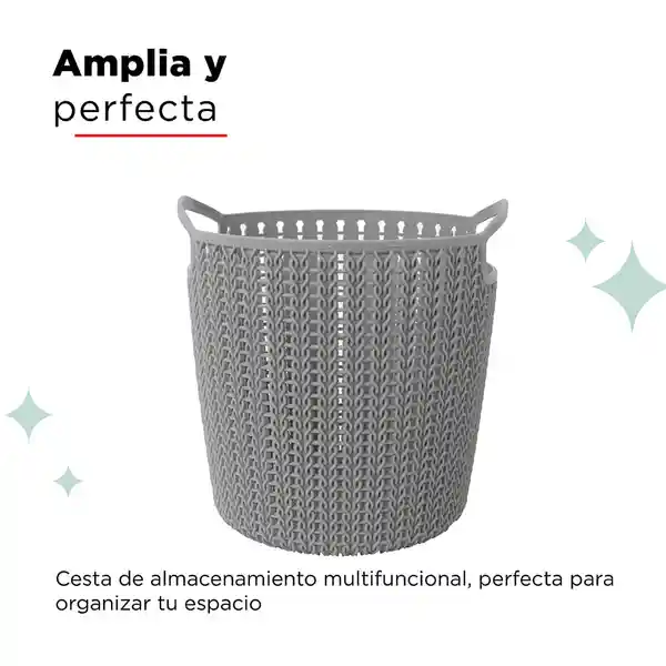 Miniso Canasta de Almacenamiento Redondo Trenzado Gris Oscuro