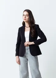 Blazer Negro Puro Ultraoscuro Mujer Talla S 029F040