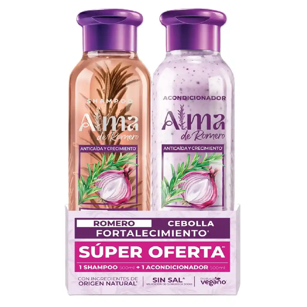 Shampoo + Acondicionador Alma de Romero Fortalecimiento Romero y Cebolla Super Oferta