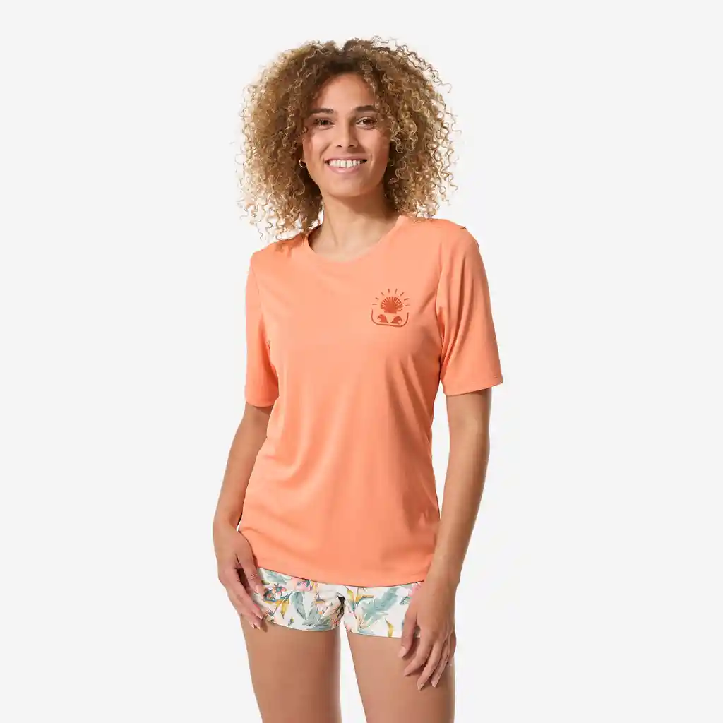 Camiseta de Protección Solar Uv Manga Corta Para Mujer - Melón