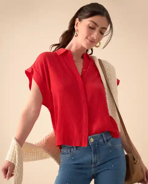 Camisa Rojo Granada Oscuro Talla Talla XL 411G015 Esprit