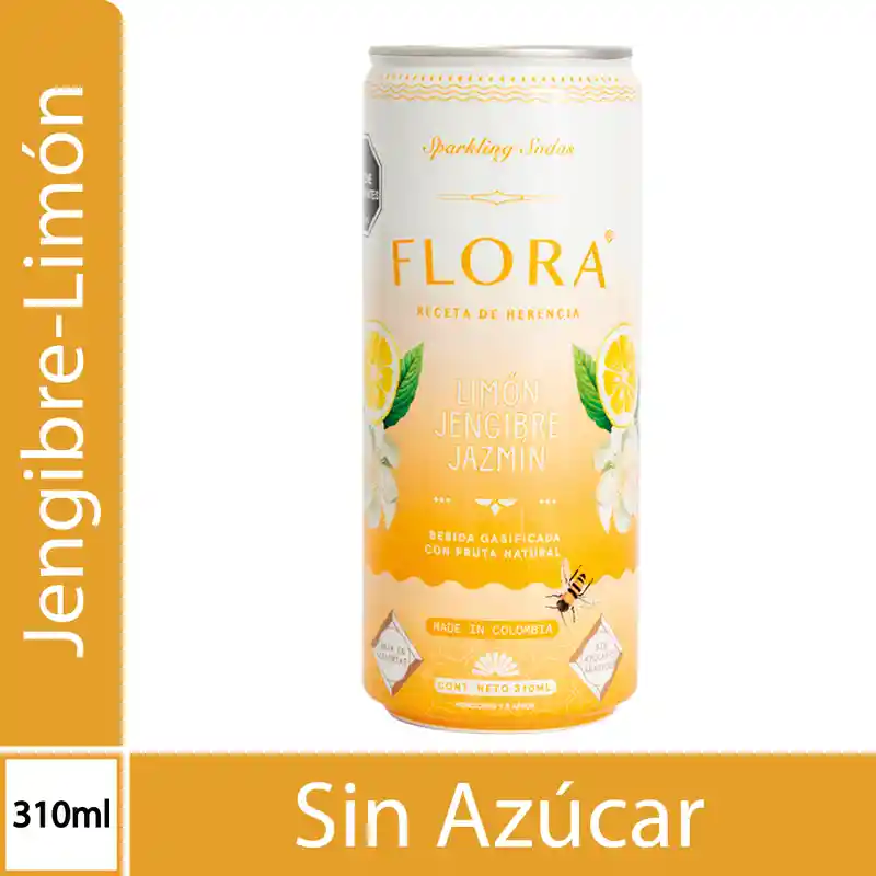 Sodas Flora Bebida de Jengibre Limón Jazmín