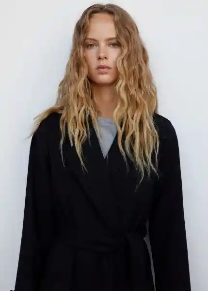 Abrigo Trench Geisha Negro Talla L Mujer Mango