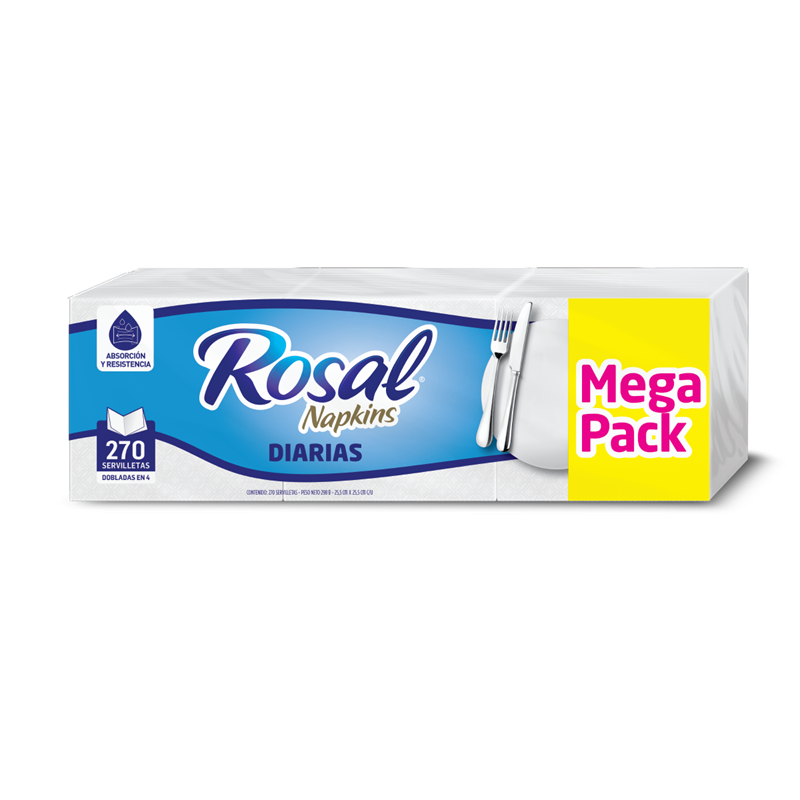 Rosal Pack de Servilletas Dobladas 25.5 cm x 25.5 cm 270 und