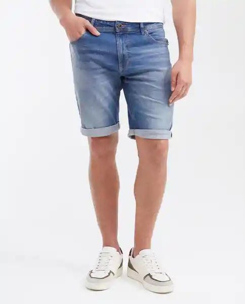 Bermuda Medio Masculino Azul Francés Medio Talla 32 Chevignon
