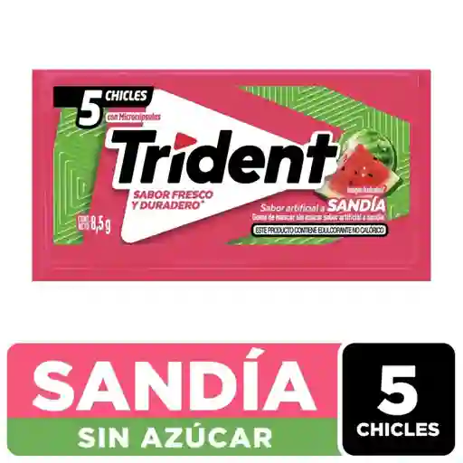 Chicle Trident Sin Azúcar Sabor Sandia 5 Unid