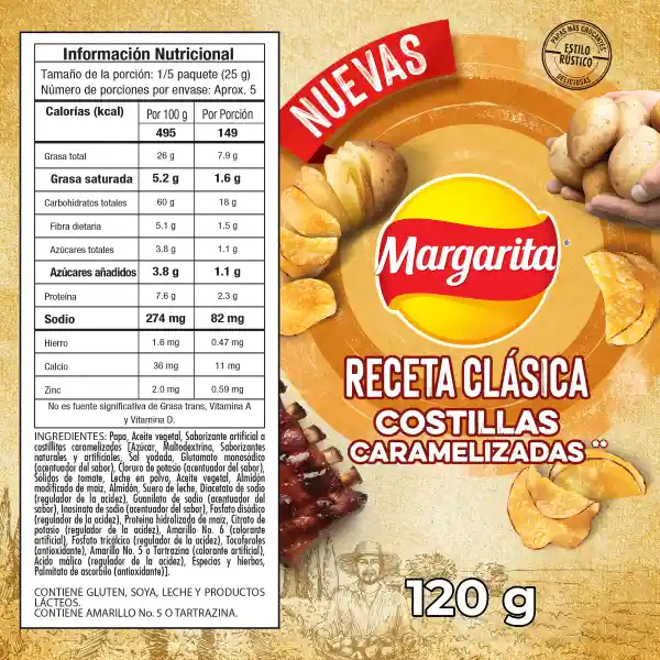 Margarita Snack Papa Receta Clásica Costilla Caramelizada 120 g