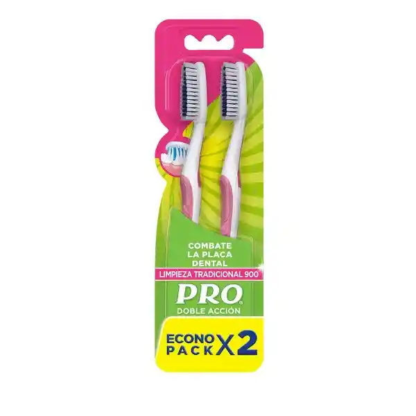 Pro Doble Cepillos Dentales Limpieza Tradicional 900 Pack X2 