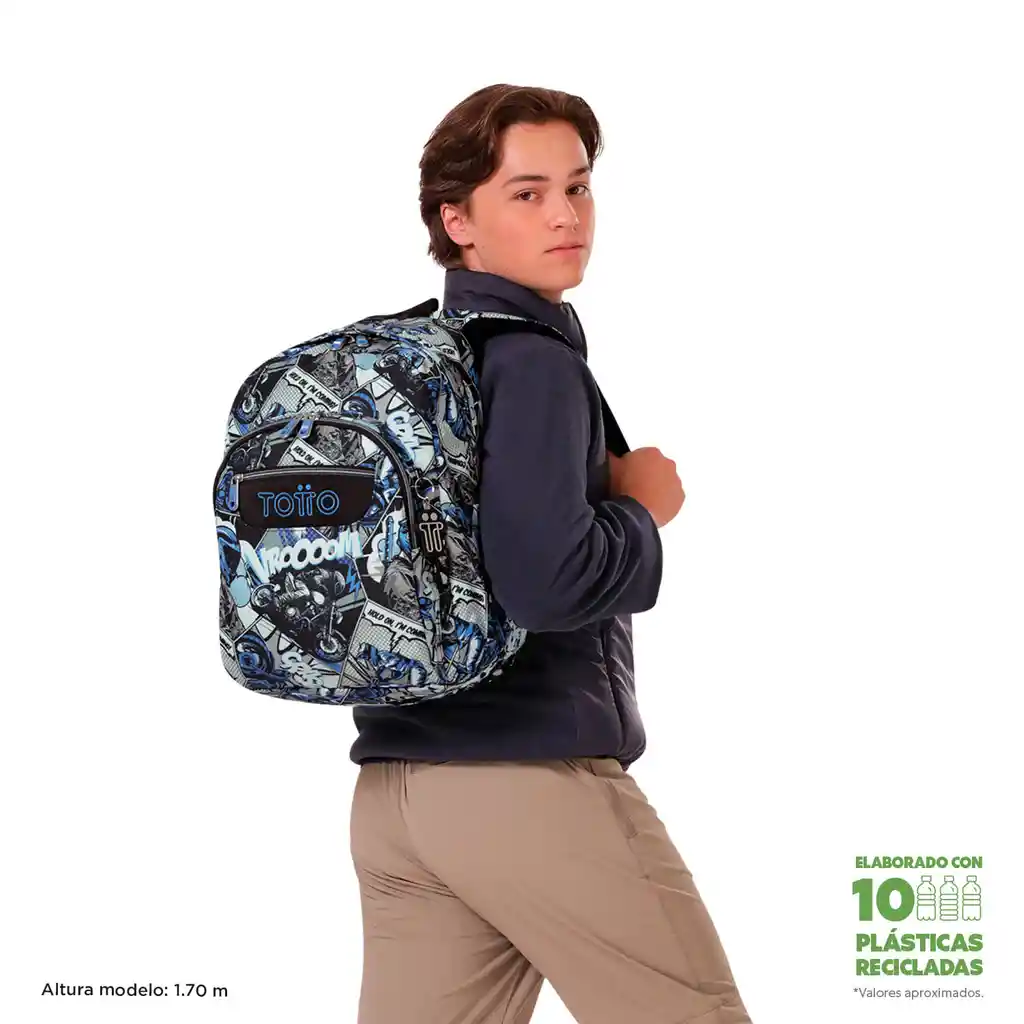 Morral Juvenil Porta Pc 14" Acuarela Gris