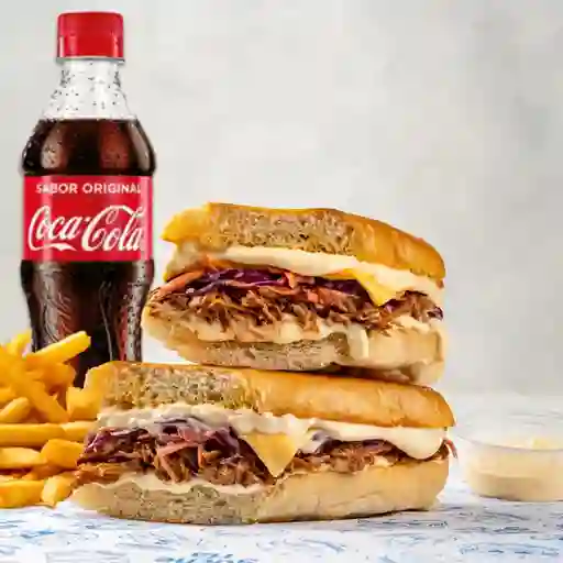 Cerdo Baby-Q + Papas + Bebida