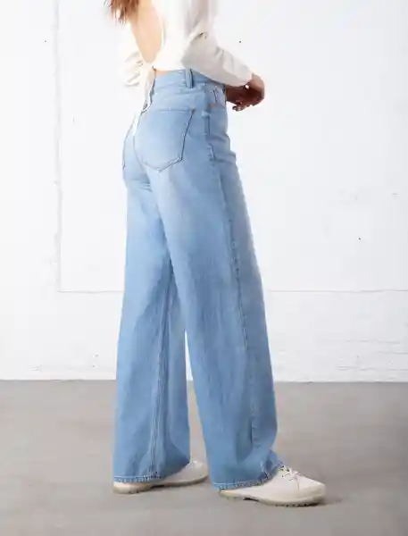 Jean Wide Leg Tiro Alto Azul Índigo Claro Talla 10 Mujer Naf Naf