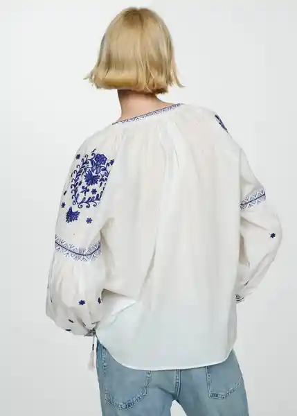Camisa Proli Off White Talla S Mujer Mango