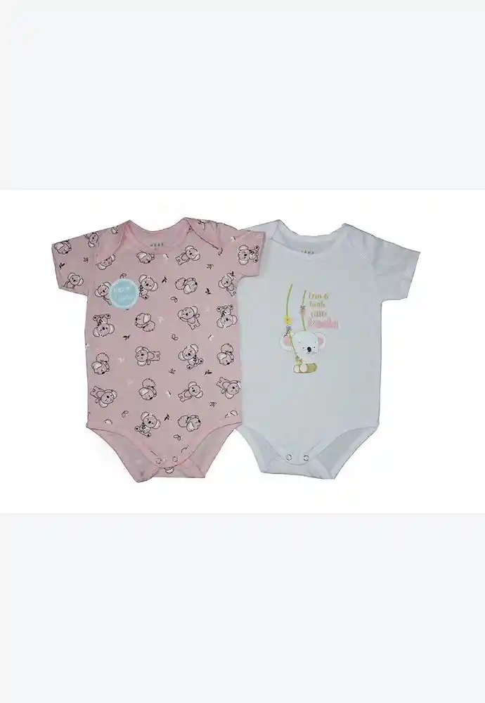 Body Set X2 100% Alg 3/6 Meses-rosa Clar