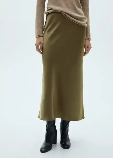 Falda Mia2 Verde Talla S Mujer Mango