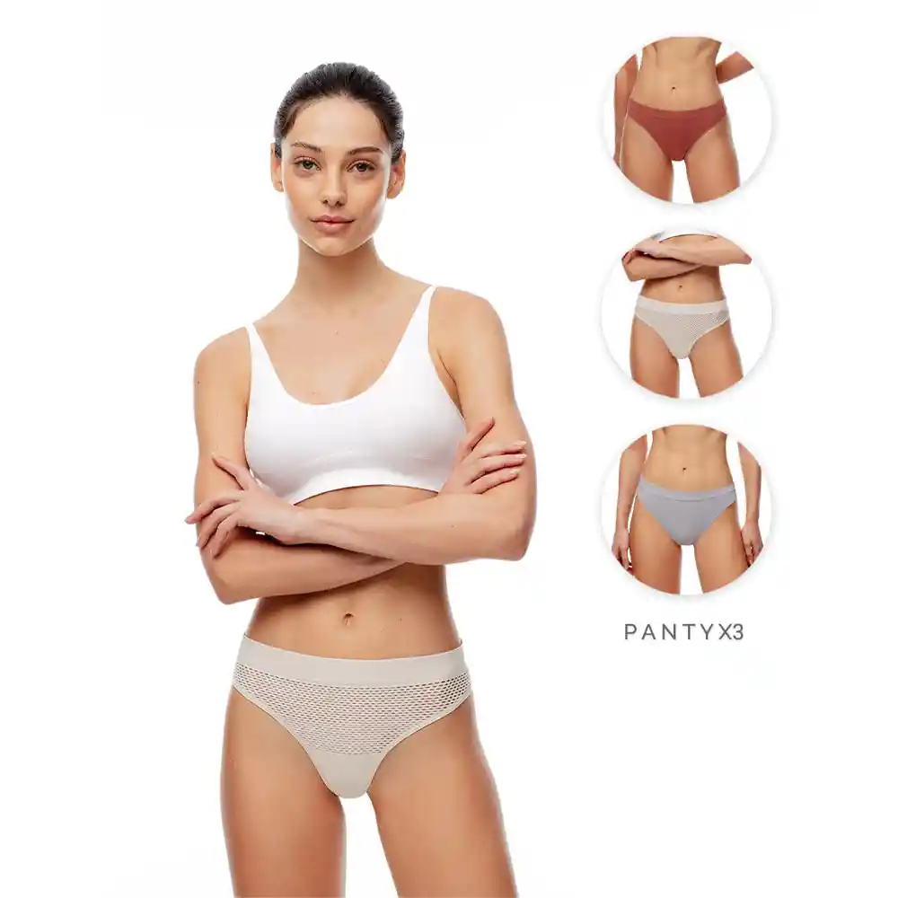 Panty Tipo Tanga Brasilera en Seamless Femenino Lujuy X3 Gef Talla M