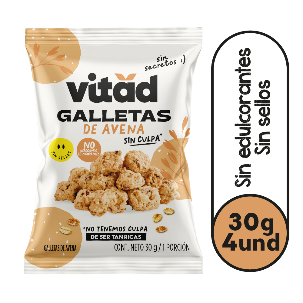 Vitad Pack Galleta Avena 30 g x 4 Und