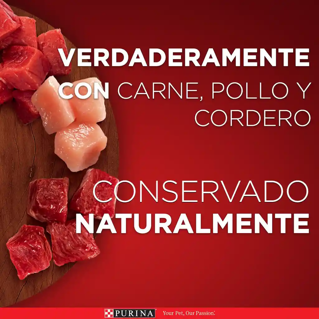 Comida húmeda para perros cachorros y adultos sabor a Carne, pollo y cordero Purina One x 85gr