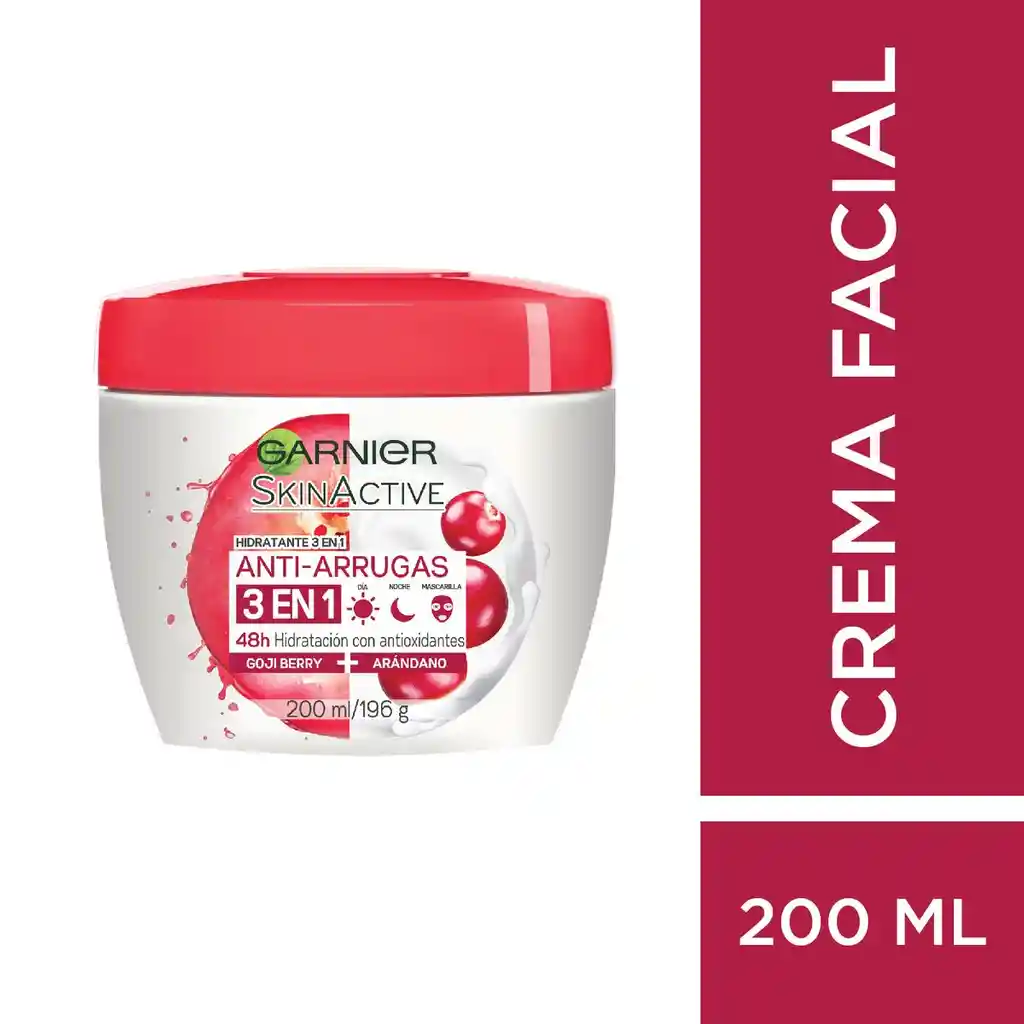 Garnier-Skin Active Crema Facial Hidratante Anti-Arrugas 3 en 1