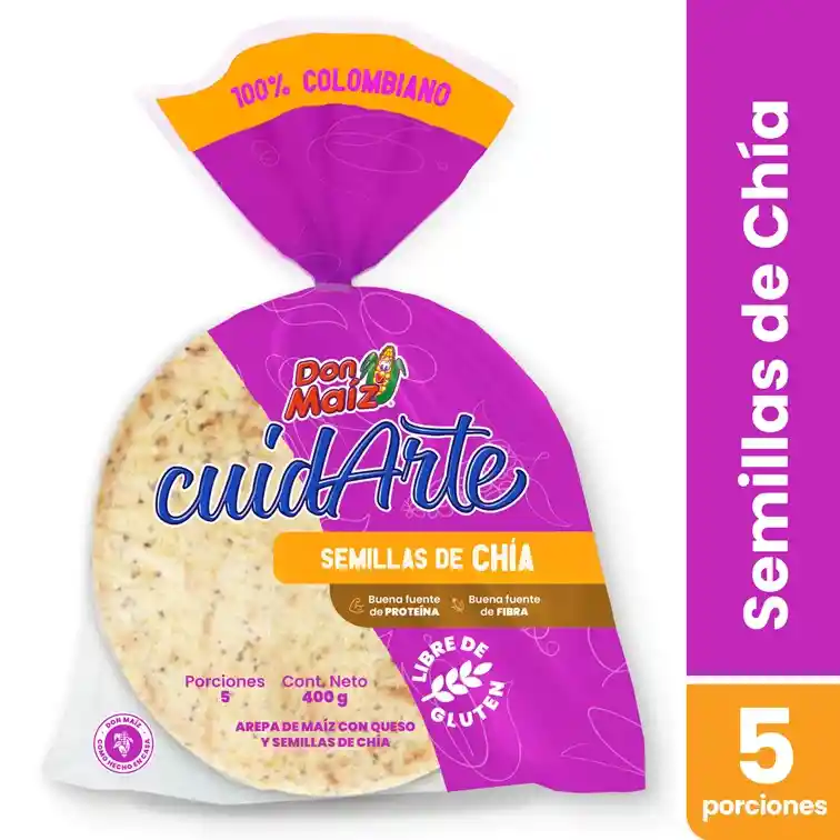 Arepa Donmaiz Queso Con Semillas Chia 5Unidades. 400 G