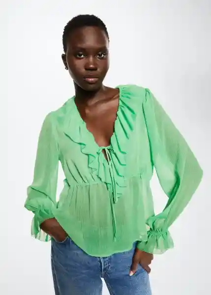 Blusa Green Verde Talla S Mujer Mango