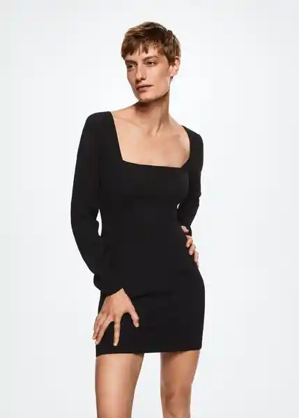 Vestido Sky Negro Talla 18 Mujer Mango