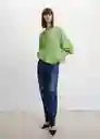 Blusa Plis Verde Talla L Mujer Mango