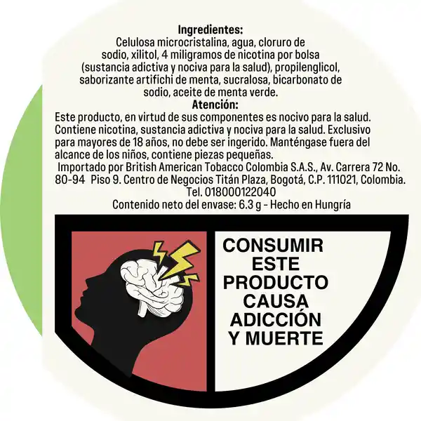 Velo Bolsa de Nicotina Menta Verde 4 mg