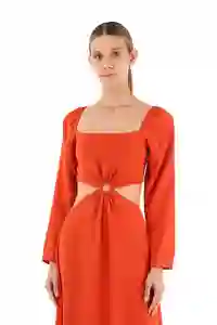 Vestido Largo Aura Terracota Talla XS Mercedes Campuzano