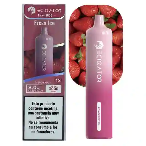 Ecigator Vapeador Fresa Ice 3000 Puffs 5%