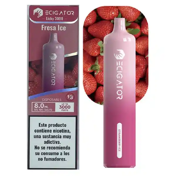 Ecigator Vapeador Fresa Ice 3000 Puffs 5%