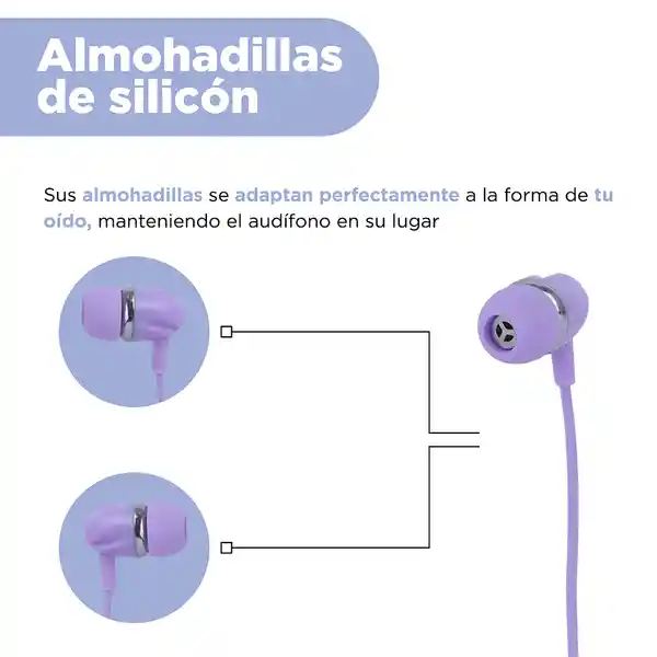 Audífonos Tipo C Micrófono Morado Mod 22E27 Miniso