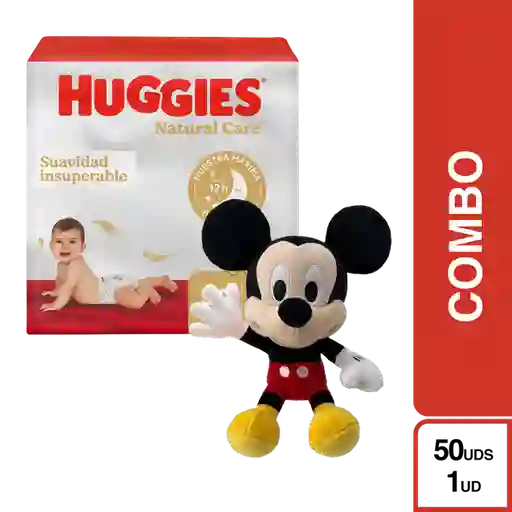 Combo Pañal Huggies Natural 2/M + Disney Peluche Mickey Mouse