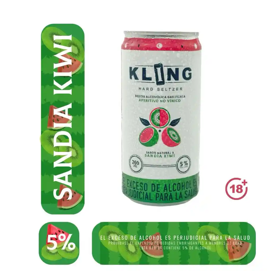 Kling Bebida Hard Seltzer Sandia y Kiwi 