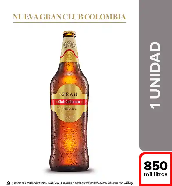 Gran Club Colombia Cerveza Dorada 850 mL