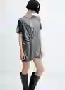 Vestido Xflame Gris Talla XS Mujer Mango