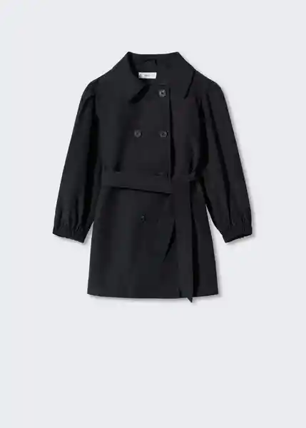 Abrigo Trench Gina Negro Talla 07 Niñas Mango