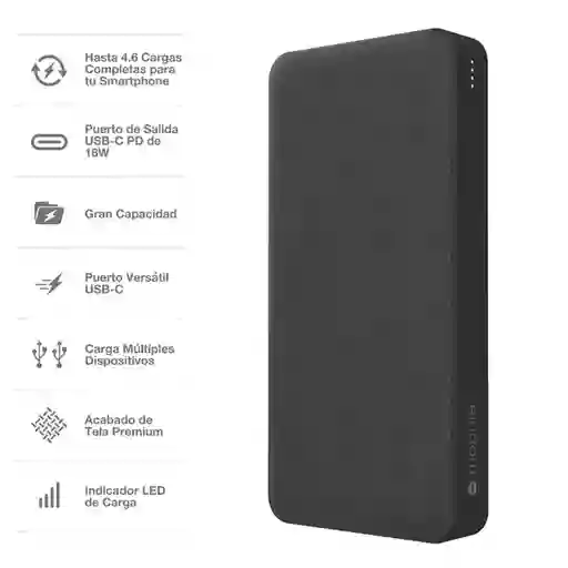 Mophie Batería Externa 20.000 Mah Con Puertos Usbc y Usba Negro