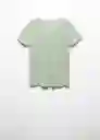 Camiseta Leno Verde Pastel Talla L Mujer Mango