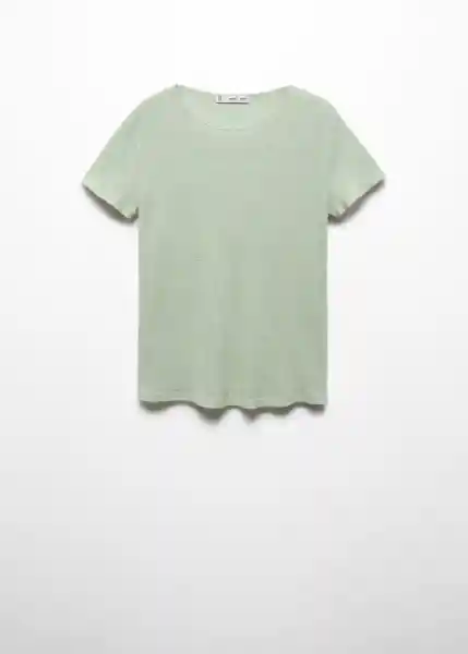 Camiseta Leno Verde Pastel Talla L Mujer Mango