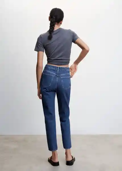 Pantalón Jean Mom 2000 Tejano Oscuro Talla 36 Mujer Mango