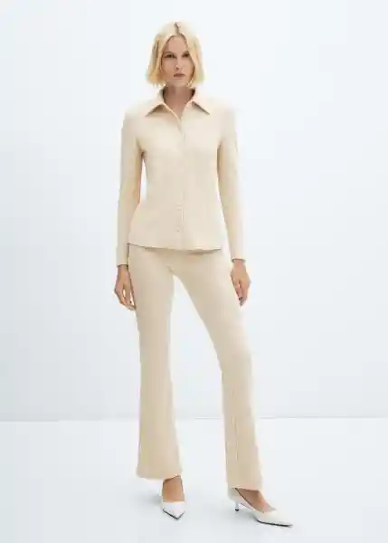 Pantalón Demi Off White Talla L Mujer Mango