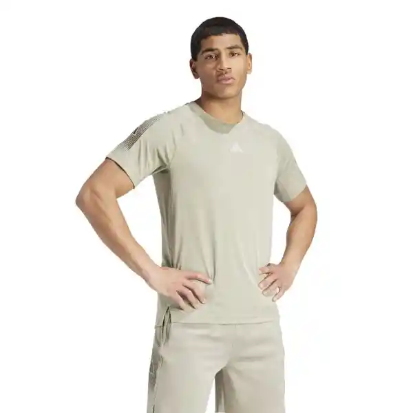 Adidas Camiseta Gym + Bl Tee Para Hombre Gris Talla L