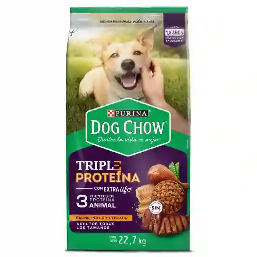 Comida para perro Dog Chow Triple proteina todos los tamaños 22,7 kg