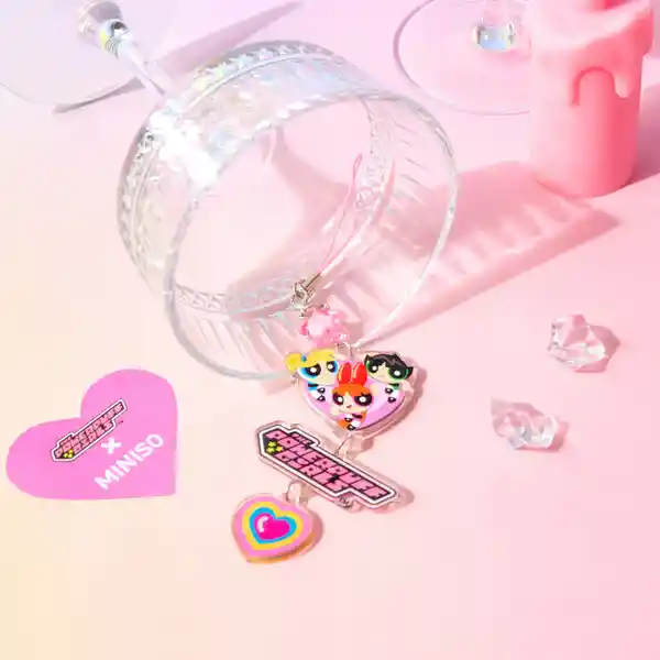 Llavero Con Corazón Serie Las Chicas Superpoderosas Rosa Miniso
