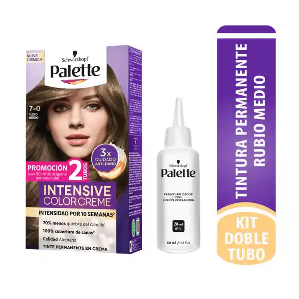 Tinte Palette Color Creme 7-0 Rubio Medio + Oxigenta Gratis